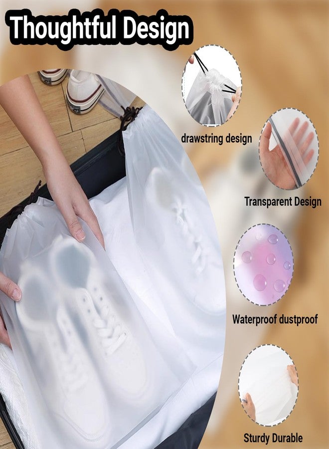 LUSTRIB 8 Pack Waterproof Shoe Bags for Travel, 15.7 x 11.8 Inch Clear Travel Essentials Drawstring Shoe Storage Bags for Packing, Portable Large Shoe Bag for Men and Women - Image 4
